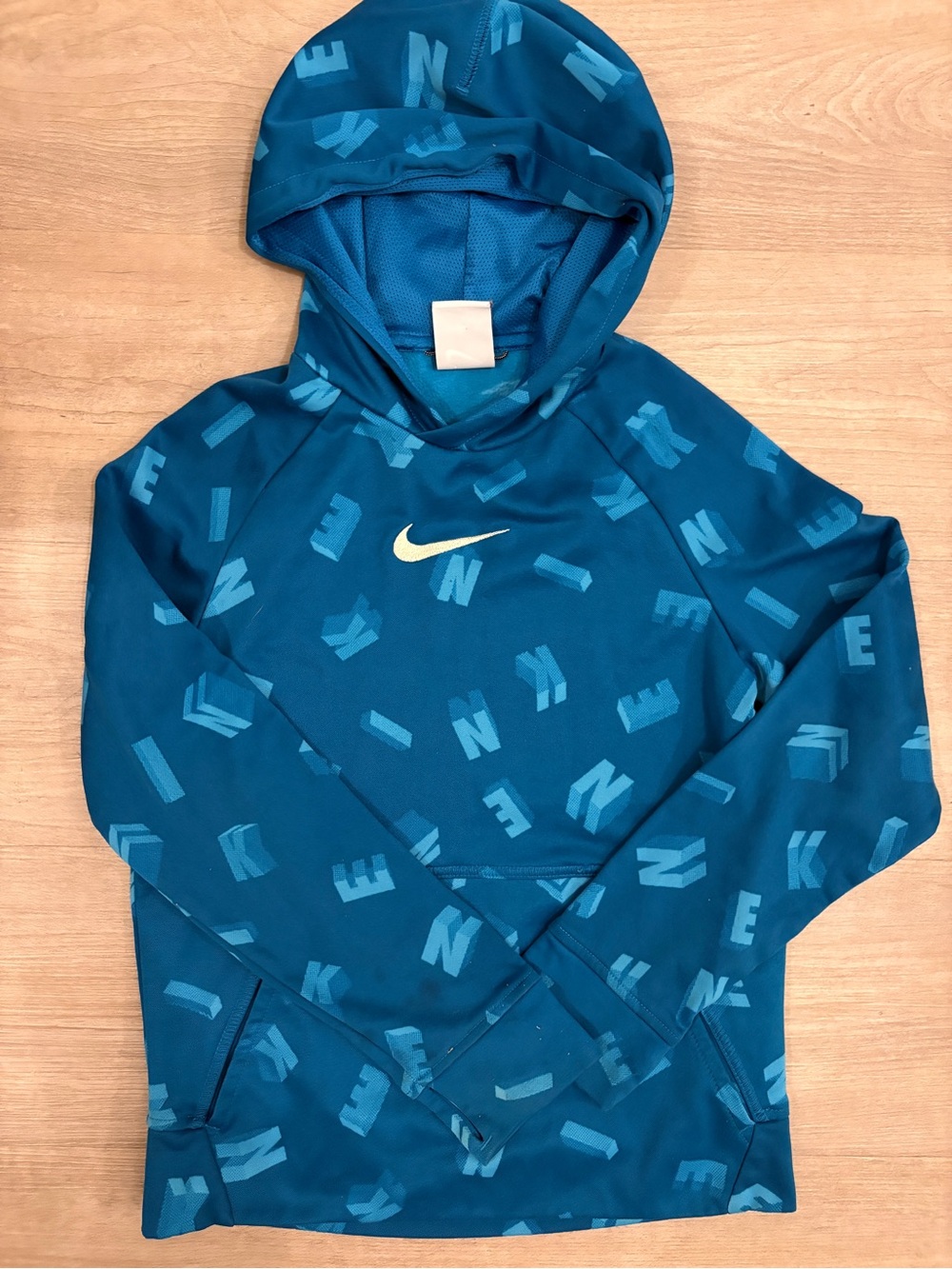 Nike Teal Blue Kids' Hooded Pullover with Light Swoosh